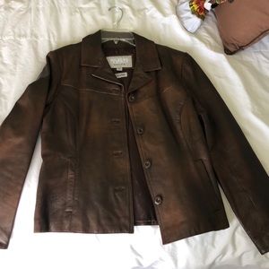 Ladies Distressed Leather Coat